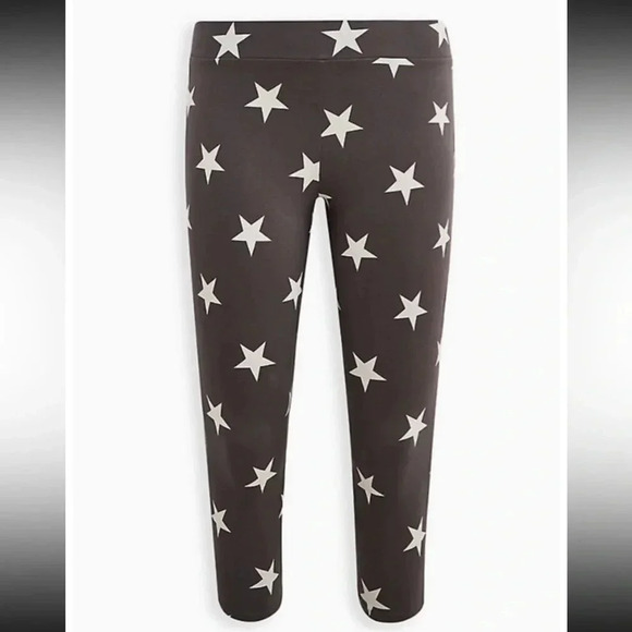 Torrid Gray Star Print Crop Signature Waist Legging 0 - Picture 2 of 5